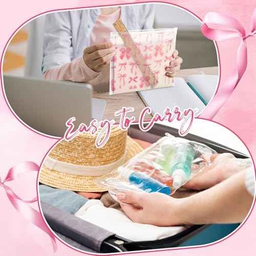 Reginary 50 Pcs Inspirational Gifts Bulk for Women Cosmetic Bag EVA Makeup Bag with Zipper for Birthday Christmas Encouragement Presents(Pink Bow)
