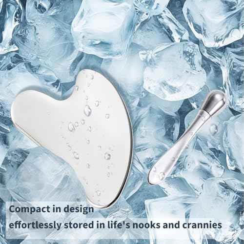 Stainless Steel GuaSha & Eye Cream Applicator Facial Tools, Metal Guasha for Face Neck, Eye Massager Tool, Lymphatic Drainage Face Massage Tool, Skin Care Gift