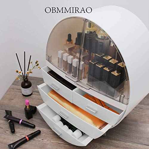 Elegant Dustproof Makeup Storage Organizer Box, Waterproof Large Cosmetics Organizer Storage with Drawers Skincare Cosmetic Display Cases for Countertop Bathroom Dresser Dedroom