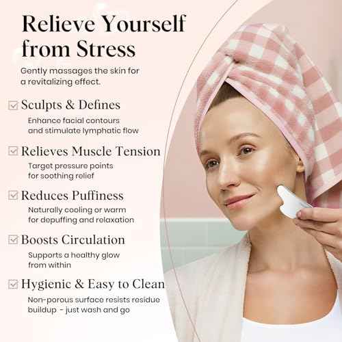 Stainless Steel Gua Sha Facial Tools, Lymphatic Drainage Massager for Face Sculpting, Chin & Jawline Shaper, Metal Guasha Tool for Body Eyes Neck, Self Skin Care Gift for Women Men with Pouch