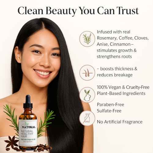 Clean Ingredients Hair Oil - Hair Serum,Natural Herbal Extract, Castor Oil Hair Loss, Rosemary,Coffee Scalp Stimulator Serum, Tik Tok