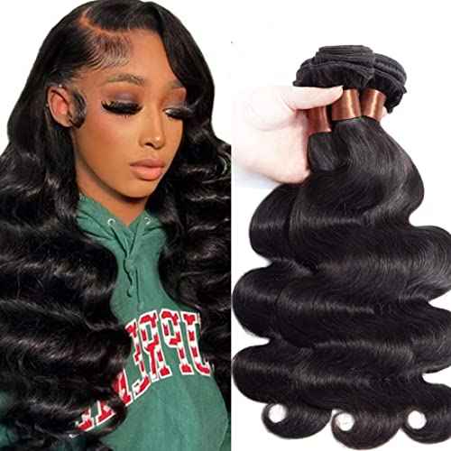 Body Wave Bundles Human Hair 12 14 16Inch Brazilian Virgin 100% Unprocessed Body Wave Weave Bundles Human Hair 3 Bundles Deals Natural Black Color