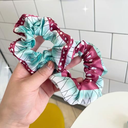 6Pcs Anime Hair Scrunchies Colorful Hair Ties for Women Girls, Elastic Hair Bow Scrunchy Ponytail Holder, Cosplay Costumes Hair Accessories