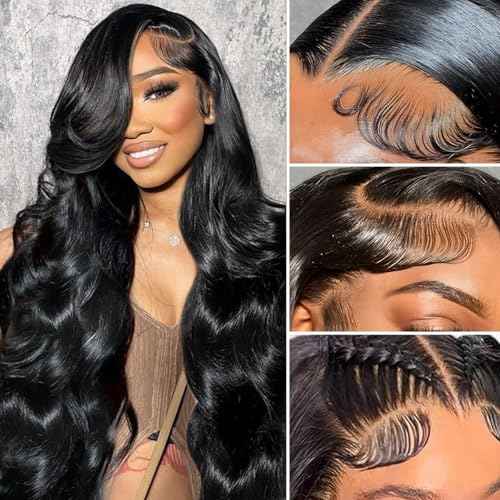 13x6 Body Wave Lace Front Wigs Human Hair Wig 15A Raw 250 Density Indian HD Lace Frontal Human Hair Wigs for Women (24 Inch)