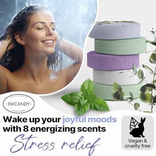 Shower Steamers Aromatherapy Birthday Gifts for Women - SWCANDY 8 Pcs Stocking Stuffers White Elephant Gifts for Adults Mom Men Teen Self Care with Natural Essential Oils Relaxation Home SPA Christmas