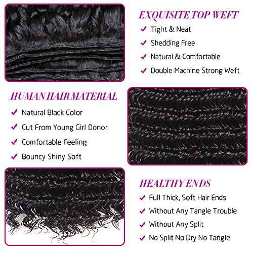 Water Wave Human Hair Bundles Natural Color 14 16 18 Inch 8A Grade Wet And Wavy Bundles Human Hair Double Weft Weave Extensions Hair Soft And Healthy for Black Women