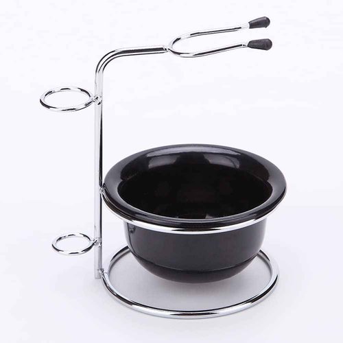 luzen Stainless Steel Shaving Bowl and Brush Stand, Professional 2 in 1 Shaving Stand Bowl Shaving Razor Brush Holder Grooming Tool Shaving Kit for Men