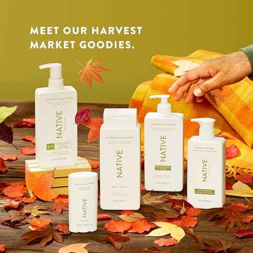 Native Body Wash with Naturally Derived Ingredients - Autumn Air & Amber - For Women & Men, Sulfate, Paraben, & Dye Free Leaving Skin Soft and Hydrating | Fall Seasonal Scent Bundle, 18 oz - 2 Pk