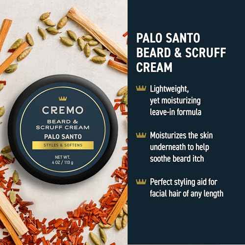 Cremo Palo Santo 2n1 Beard Wash & Softener + Palo Santo Beard & Scruff Cream Set for Short Beards