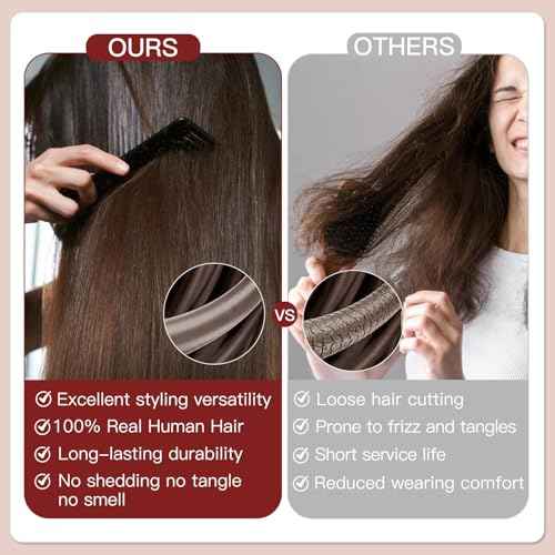 LOVELINE Clip in Hair Extensions Real Human Hair, 100% Remy Human Hair Extensions Clip Ins for Women, 7Pcs 22Inch 120g, Balayage Dark Brown Mixed Chestnut Brown