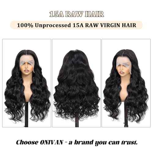13x6 Body Wave Lace Front Wigs Human Hair Wig 15A Raw 250 Density Indian HD Lace Frontal Human Hair Wigs for Women (24 Inch)