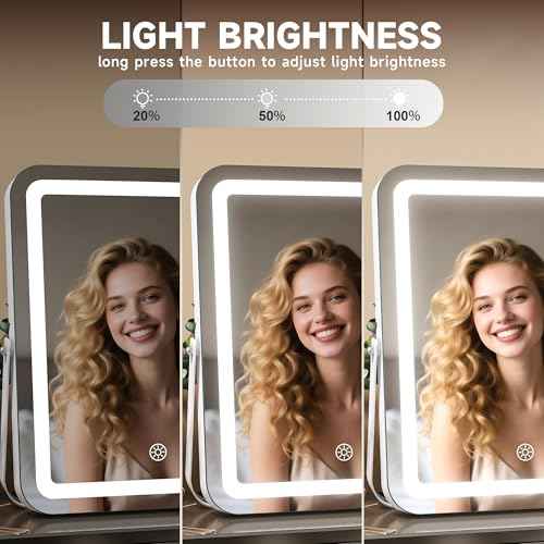 MINISO Vanity Mirror with Lights and Bluetooth Speaker, 17.7" x 13.8" LED Makeup Mirror, Light & Brightness Smart Sensor, Aluminum Alloy Metal White Frame, with 10X Magnifying Glass