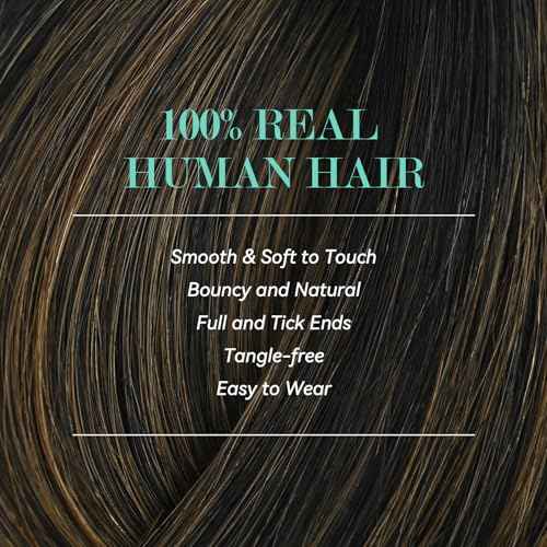 Ukira Balayage Hair Extensions Real Human Hair, 16 Inch 120g 7pcs Natural Black to Chestnut Brown Human Hair Clip in Extensions, Soft Natural Straight Clip in Hair Extensions Real Human Hair