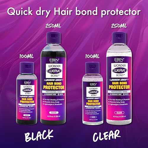EBIN NEW YORK Wonder Weave Bond Hair Protector (Clear) 3.38 Fl Oz ? Quick Dry Protective Shield for Quick Weave ? Lightweight, Rosemary Mint & Biotin Infused, Breathable Formula