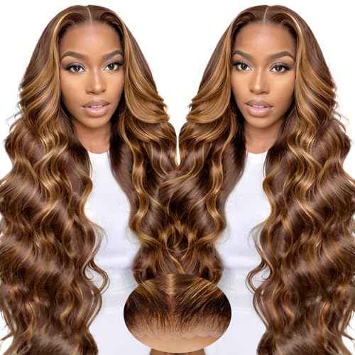 Blonde Wigs Human Hair Glueless Pre Plucked Pre Cut 26 Inch Ombre Lace Front Wig Human Hair 9x6 Loose Body Wave Wig Human Hair 220% Density Glueless Wigs for Black Women