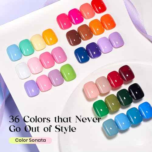 Beetles Winter Gel Polish Set ? 36 Color Yellow Brown Pink Red Gel Polish Kit with Base Coat Glossy Matte Glitter Top Coat Soak Off UV LED Gel for Nail Art Manicure Salon DIY Gift for Women
