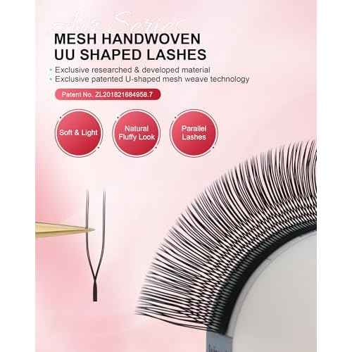 NAGARAKU U Eyelash Extensions Supplies 2D UU Lash Easy Fan Russian Volume Crisscross Eyelashes Handwoven U Shaped Mesh Wispy Clusters 12 Rows Eye Lashes Matte Black - 0.07D Curl 8-15 Mix