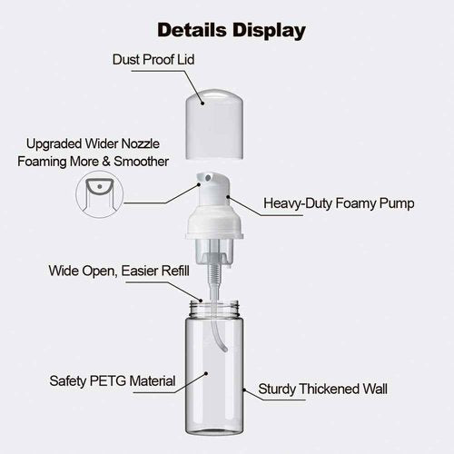 24 Pcs Empty Foam Pump Bottle 1oz/30ml Travel Size Plastic Pump Bottle Soap Bottle Portable Small Hand Sanitizer Dispenser Bottles, Refillable Clear Instant Foaming Bottles for Hand Lotion Shampoo