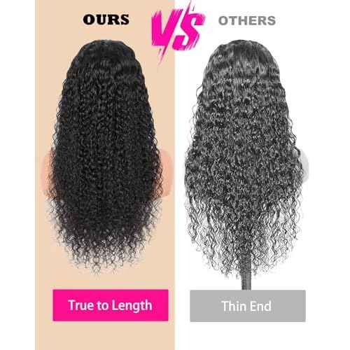 Deep Wave Lace Front Wigs Human Hair 200 Density 20 Inch Curly Human Hair Wig for Black Women 6x5 HD Lace Bye Bye Knots Glueless Frontal Wigs Pre Plucked
