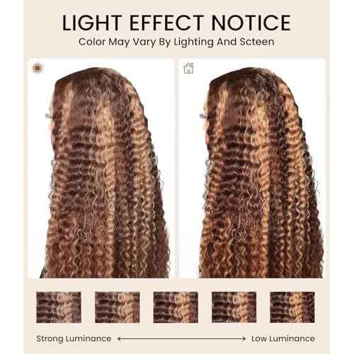 Glueless Wigs Human Hair Pre Plucked Pre Cut Highlight Ombre Deep Wave Lace Front Wigs 180 Density 5x5 HD Lace Closure Wigs For Black Women,Beginner Friendly 26 Inch