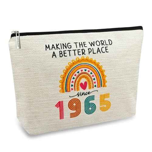ancpeany 60th Birthday Gifts for Women Her, Happy 60th Birthday Decorations for Wife, Mom, Grandma, Friend, 1965 60 Year Old Gift Ideas Makeup Bag, Mothers Day, Christmas Cosmetic Travel Zipper Pouch