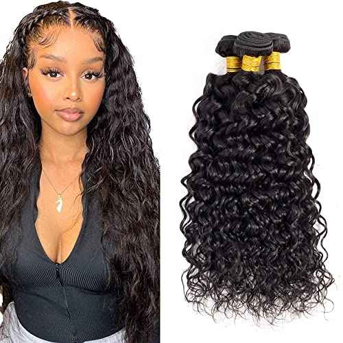 24 26 28 inch Water Wave Bundles Human Hair #1B Water Wave Bundles Grade 8A Remy Brazilian Wet and Wavy Bundle Human Hair Extensions