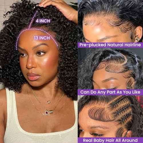 Short Curly Bob Wigs Human Hair 16 Inch 13x4 Hd Transparent Lace Front Wigs Curly Wigs For Black Women Lace Frontal Wigs Human Hair Pre Plucked With Baby Hair Short Deep Curly Wig 150 Density