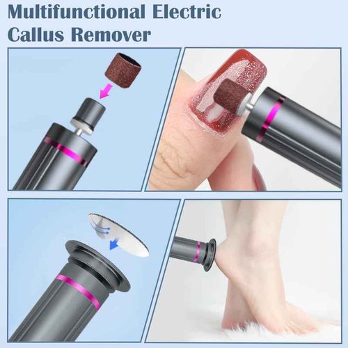 Ideal Swan 2 in 1 Electric Feet Callus Remove, Professional Speed Foot File Pedicure Tools, Gray 9 Adjustable Speeds Electric Foot Callus Remover for Cracked, or Tough Skin and Calluses(Gray)