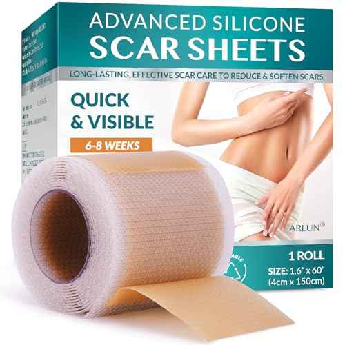 Silicone Scar Tape, Silicone Scar Sheets, Scar Tape for Surgical Scars, Silicone Tape for Scars, Scar Sheets for Surgical Scars, C-Section, Tummy Tuck and Keloid (1.6"x 60" Roll-1.5M)