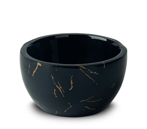 dgudgu Marbled Shaving Mug - Black Resin Shave Cream & Soap Bowl - Cup