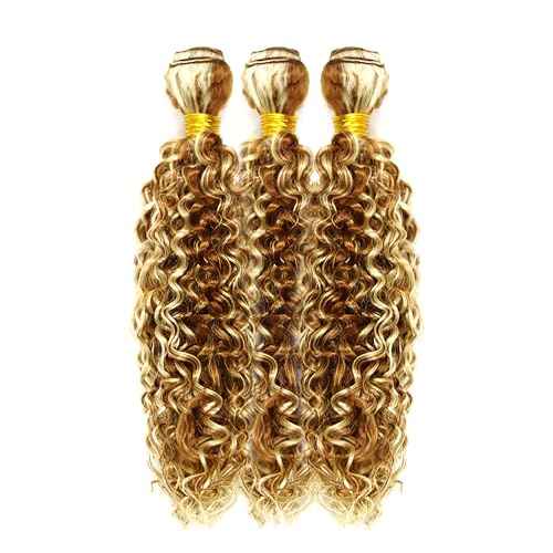 28 30 32 Inch P30/613 Human Hair Bundles Blonde Kinky Curly Human Hair Bundles Light Brown Bundles 613 Bundles Human Hair #30 Kinky Curly Bundles Hair Extensions