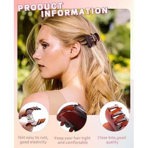 Claw Hair Clips Jaw Clamps - 12PCS Small Hair Claw Jaw Clamp for Thin Hair Styling Accessories Classic Hair Clamp for Women Girls(Solid color#1)