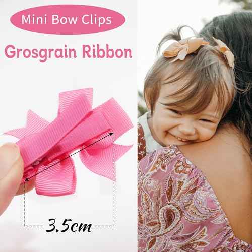 JOYOYO 50pcs Boutique Grosgrain Ribbon Pinwheel Hair Bows for Baby Girls, Toddler Bows Hair Clips Birthday Gifts In Pair