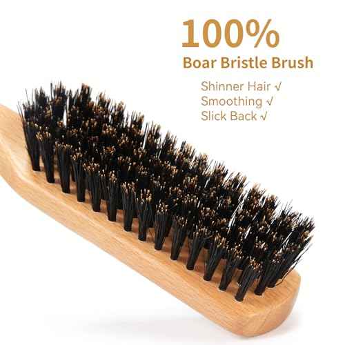 Slick Back Hair Brush & Hair Wax Stick Set ?Boar Bristle Brush for Smooth Flyaways, Frizz, Baby Hair, Sleek Ponytail Buns and Edge & Control Styling