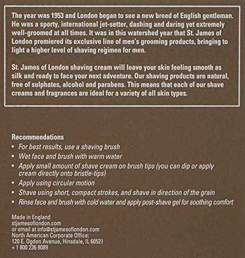 St James of London Mandarin & Patchouli Shave Cream Jar, 5.07oz