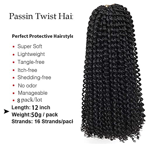 Passion Twist Hair 18 Inch 8 Packs Water Wave Crochet Hair for Black Women Long Bohemian Crochet Braids Passion Twist Crochet Braiding Hair Extensions (18 Inch, T1B/BUG)