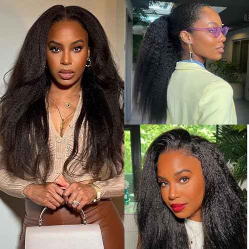 Knotless Pre-Separated Crochet Hair extensions Afro Kinky Straight hair feather crochet 100% human hair extensions for Women Natural Color 16 Inch 120g