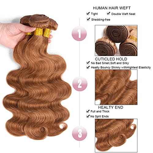 #30 Brown Bundles Human Hair Body Wave Bundles 24 24 24 Inch Brown Body Wave Bundle Unprocessed Brazilian Virgin Weave Hair 3 Bundle 50 Gram Per Bundle