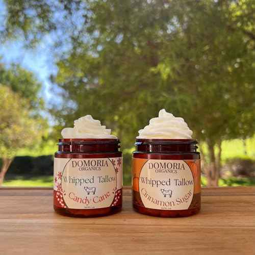 100% Grass-Fed Tallow Balm - Holiday Edition Gift-Set, Candy Cane & Cinnamon Sugar, Herb-infused for Men, Women, Psoriasis, Eczema, Dry Sensitive Mature Skin Value Size, 2 Pack