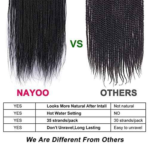 NAYOO Senegalese Twist Crochet Hair For Black Women - 8 Packs 35 Strands/Pack Small Twist Crochet Braids Hair Hot Water Setting, Crochet Braiding Hair Straight Ends(18 Inch, 1B)
