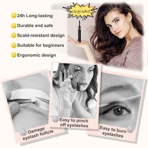 Heated Eyelash Curler, Electric Eyelash Curler, Rechargeable Lash Curler for Makeup Natural Curling Eye Lashes and 24 Hours Long Lasting - Black 2025 Updated New Model B