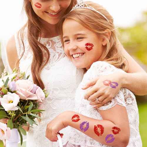 Kiss Lips Temporary Tattoos ? 8 Sheets Kiss Mark Temporary Tattoos for Women Men ? Ideal for Halloween, Festivals, Parties, Mother's Day, Valentine's Day