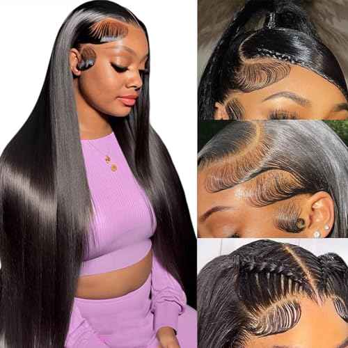 13x6 Lace Front Wigs Human Hair Pre Plucked 200 Density HD Transparent Straight Lace Front Wigs Human Hair for Women 26 Inch