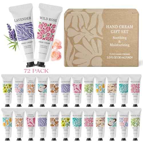 BODY & EARTH # LOVE 72 Pack Natural Plant Fragrance Moisturizing Hand Cream for Dry Hands Hand Cream Gift Set For Women and Girls Hand Lotion Travel Size with Shea Butter Gifts for Women 72x1.0 oz