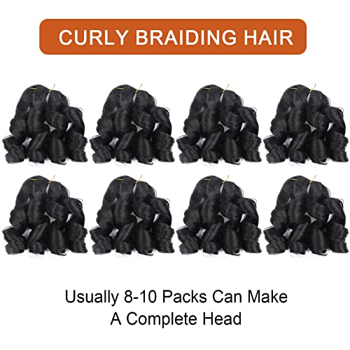 French Curly Braiding Hair 16 Inch 8 Packs Curly Braiding Hair French Curl Crochet Braids Micro Braiding Hair Bouncy Crochet Hair Pre Stretched with Curly Ends Hair Extensions(16 Inch/Pack of 8, 4#)