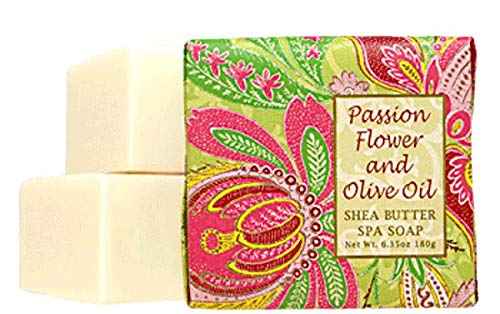 Greenwich Bay Body Care Spa Quartet - Hand Soap, Lotion, Body Butter, and Soap Bar Square - Luxurious Shea Butter Skin Care in Captivating Botanical Scents (Passion Flower & Olive Oil)