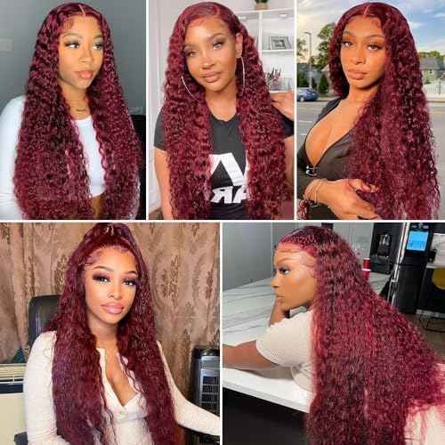 28 30 32 inch Red Human Hair Bundles Burgundy Deep Wave 3 Bundles Burgundy Human Hair Bundle Red Deep Wave Bundle 300g