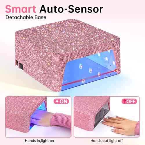 Cordless UV Nail Lamp for Gel Nail Polish 96W, Rechargeable LED Nail Light Professional Nail Dryer with 4 Timer Setting, Touch Control & Auto Sensor, Fast Curing lamp for Salon & Home