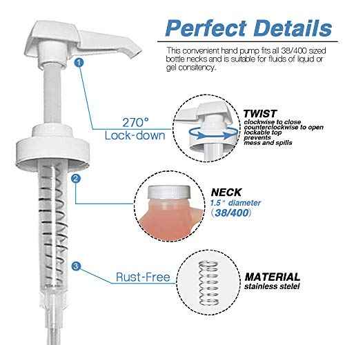 24 Pack Gallon Jug Pump Dispenser 38-400 White Pump - 7cc Lotion Shampoo Pump Top Replacement, Fits 1 Gallon Bottle 64oz 128oz Hand Sanitizer Containers, Plus Labels