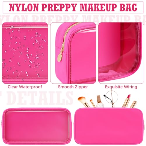 Hushee 4 Pcs Clear Nylon Makeup Bag for Women Gifts Preppy Cosmetic Bag PVC Travel Toiletry Zipper Pouch Waterproof Storage Organizer Pouch for Women(Small)